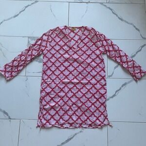 Roberta roller rabbit classic Kurta Jenisa 3/4 sleeve tunic pink small